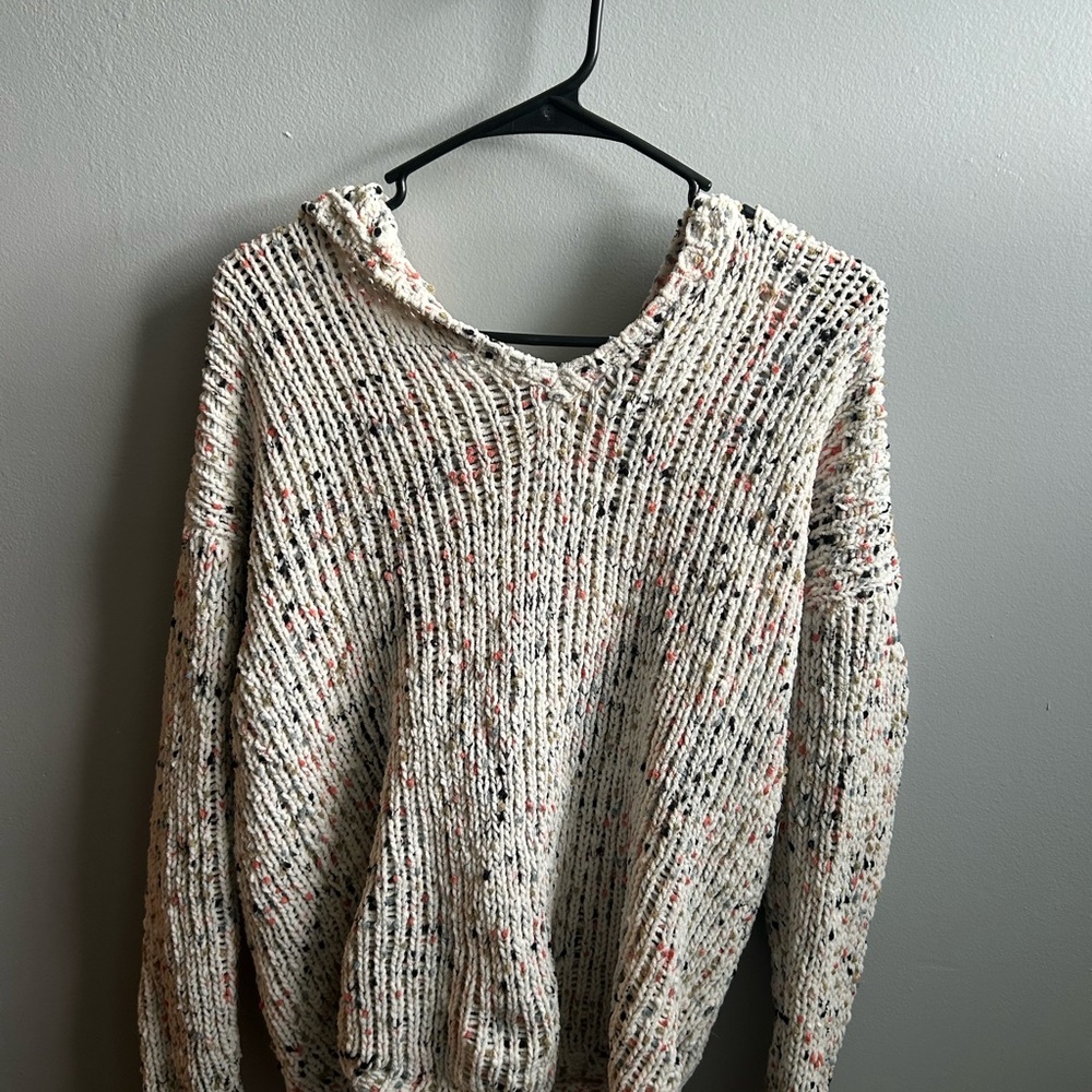 Cupio Cream V-Neck Sweater Chunky Knit